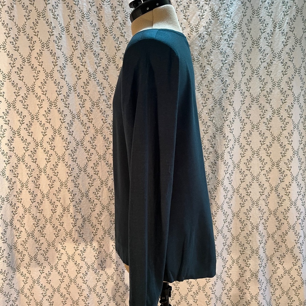 Doncaster Teal Green Silk Jersey Knit Long-Sleeve Shirt - Picture 6 of 9